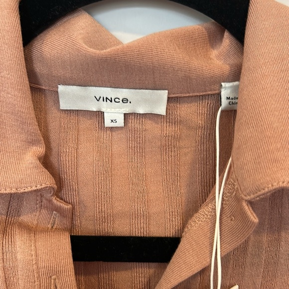 Vince Polo Ribbed Button Up Thong Bodysuit Blush NWT - Picture 6 of 8